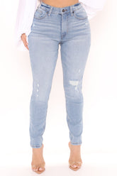 Great Stretch Curvy Skinny Jeans - Light Blue Wash Ins Street